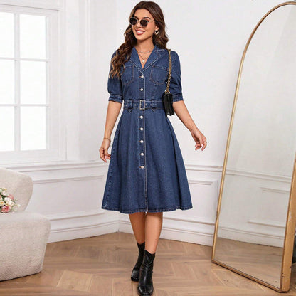 Women's Tight Waist Fit Slimming Sleeve Dress Dresses