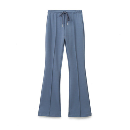 Women's American Sports Style Stitching Decorative Elastic Waist Pants