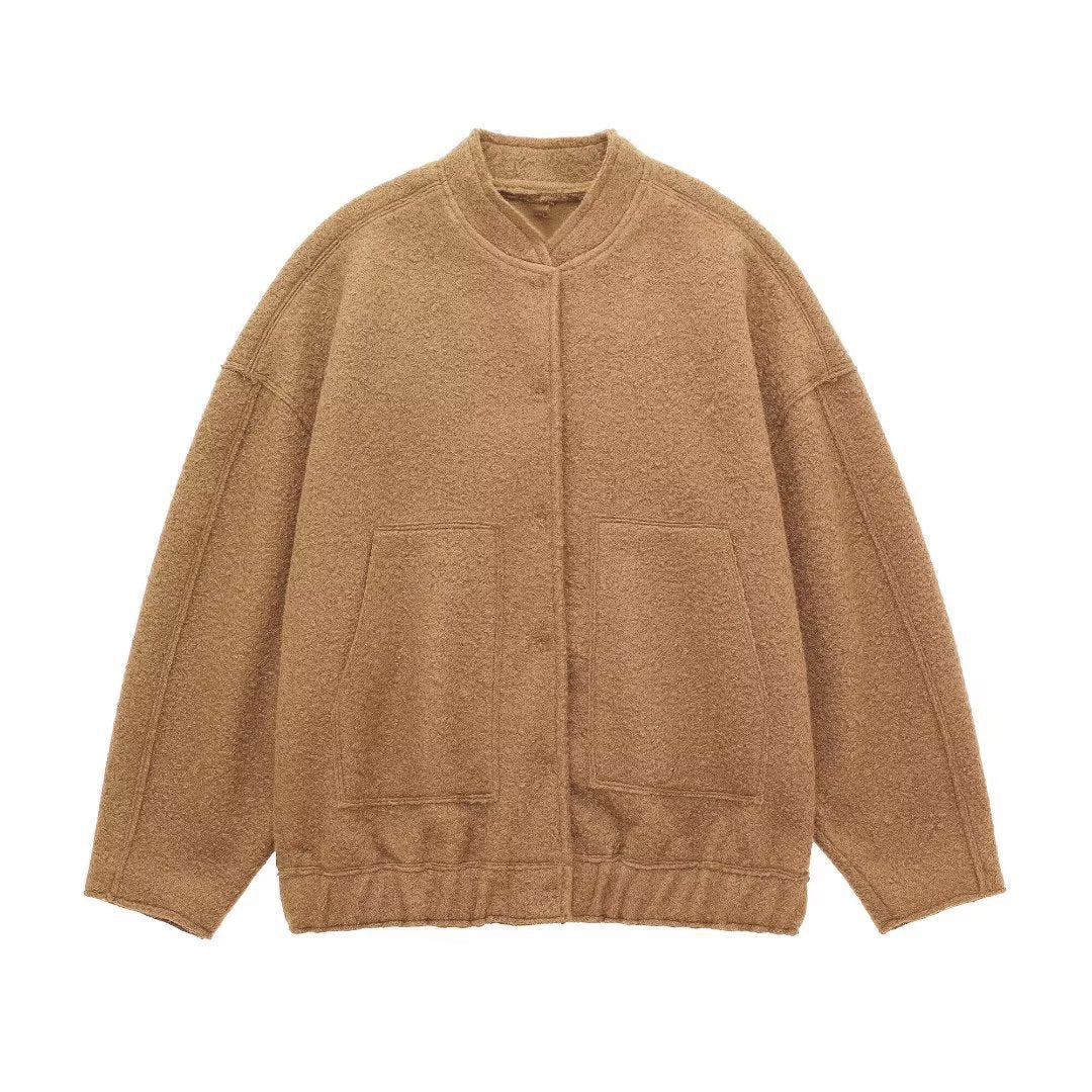 Women's Stand Collar Pocket Loose Pilot Coats