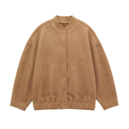 Women's Stand Collar Pocket Loose Pilot Coats