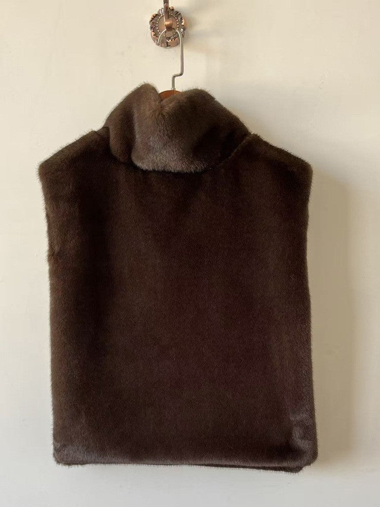 Warm Mink Fur Turtleneck Street Fashion Coats
