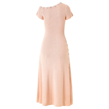 Button Knitted Dignified Sense Of Design Irregular Sleeve Fashion Dresses