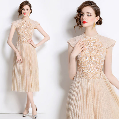 Mature Adult Ceremony Pleated Dress Sweet Western Style Formal Dresses