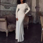 Women's Round Neck Design Pleated Waist Tight Dresses