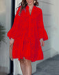 Solid Color Loose Embroidered Cutout Lace Dresses