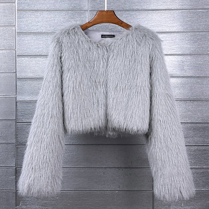 Women's Imitation Tuscan Fur Korean Style Solid Coats