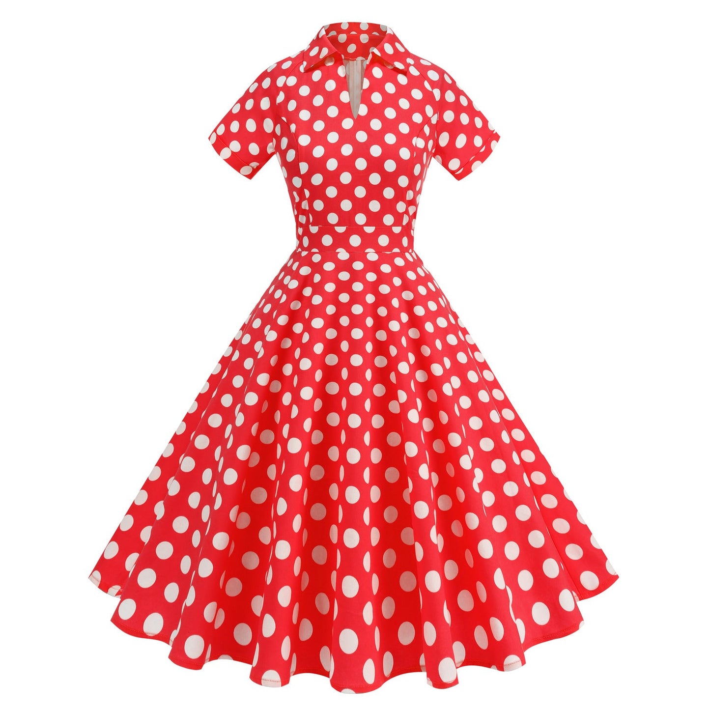 High Waist Polka-dot V Dress Performance Dresses