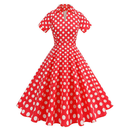 High Waist Polka-dot V Dress Performance Dresses