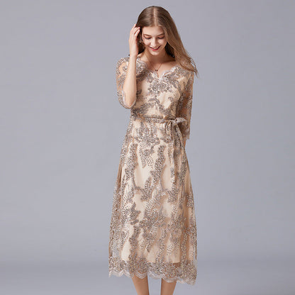 Interest Light Luxury Dress Fat Embroidered Dresses