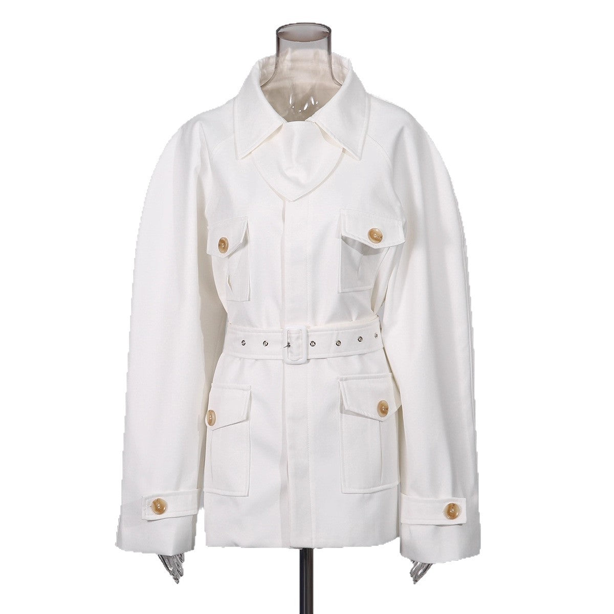 Women's Style Temperament Polo Collar Solid Color Long-sleeved Coats