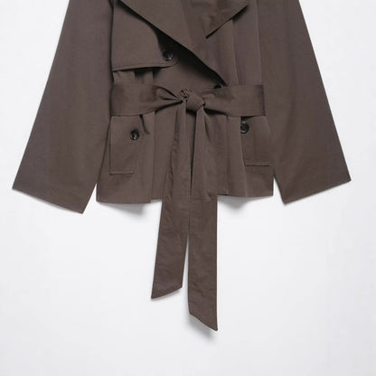 Women's Fashion Long Sleeve Waist Trimming Trench Coats