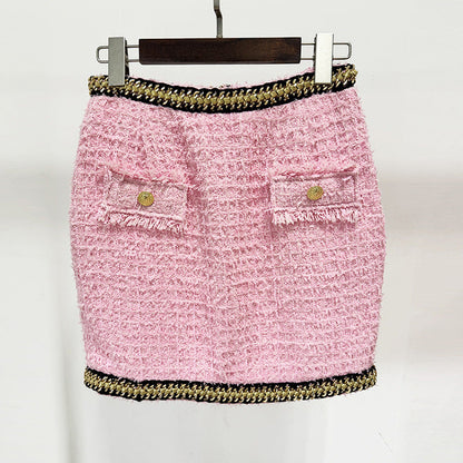 Cool Unique Fashion Chain Decorative Tweed Coats