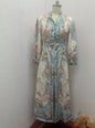 French Style Vintage Fashion Print Elegant Long Dresses
