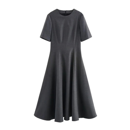 Women's Fashion Wave Wide Swing Sleeve Midi Dresses