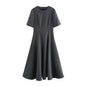 Women's Fashion Wave Wide Swing Sleeve Midi Dresses
