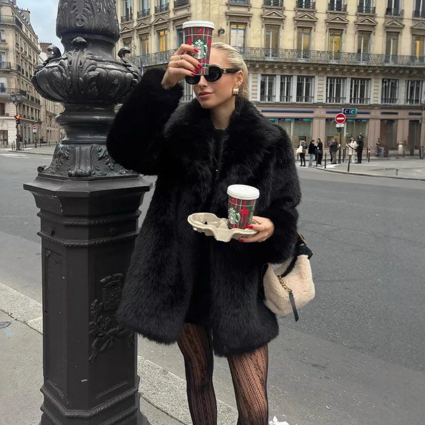 Fur Fashion Green Collar Warm Thickened Coats