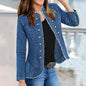 Women's Denim Cat Beard Single-breasted Stand-up Collar Thin Jackets