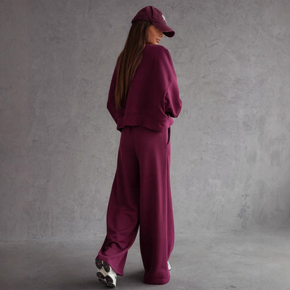 Women's Sleeve Wide Leg Two-piece Casual Korean Suits
