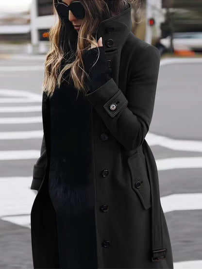 Women's Slim Fit Woolen Overcoat Clothes Coats