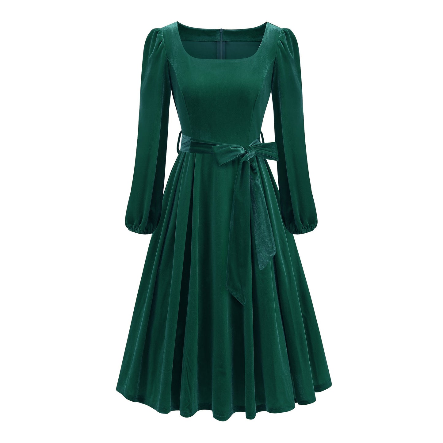 Women's Gold Veet Square Collar Christmas Long Dresses