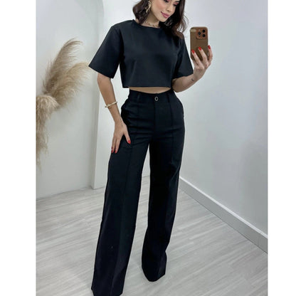 Women's Fashion Cotton Linen High Waist Suits