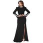 Women's Wear Solid Color Long Sleeve Rhinestone Dresses