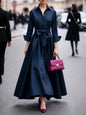 Women's Shirts Collar Solid Color Maxi Dress Dresses