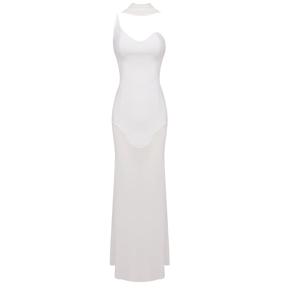 Women's Black White Bandage High Elastic Mesh Dresses