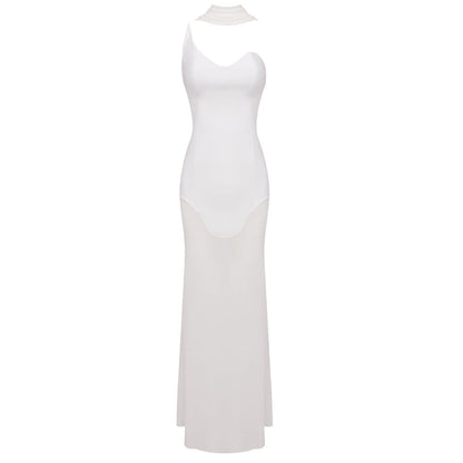 Women's Black White Bandage High Elastic Mesh Dresses