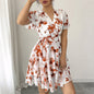 Women's Casual Holiday Floral Print Sleeve Cake Skirts