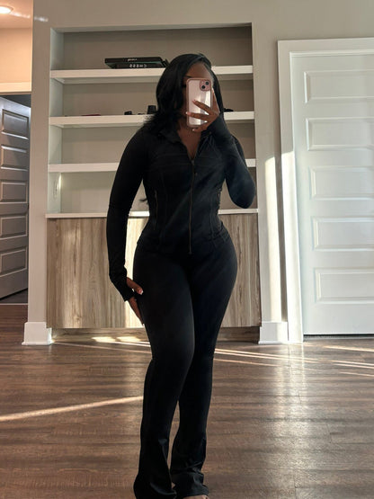 Women's Sports Leisure Sexy Tight Long-sleeved Horn Suits