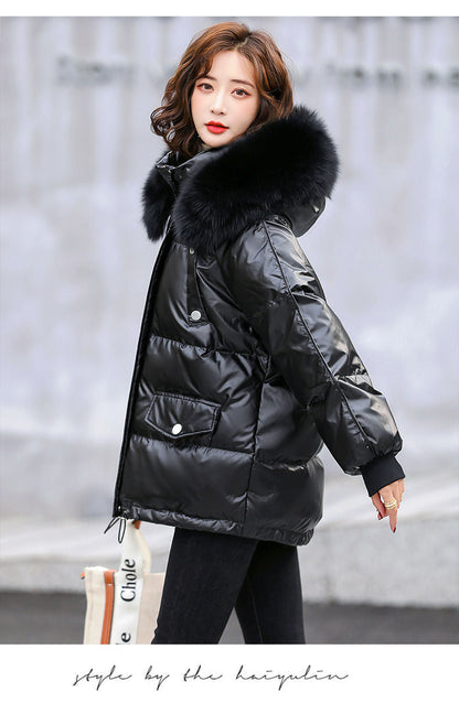 Women's Glossy Down Winter Thickened Warm Loose Coats