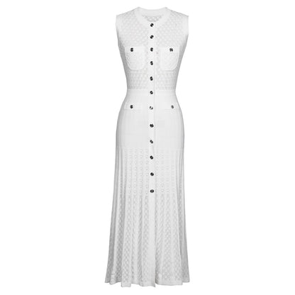 High Version Summer Sleeveless Slim Long Knitted Dress Dresses