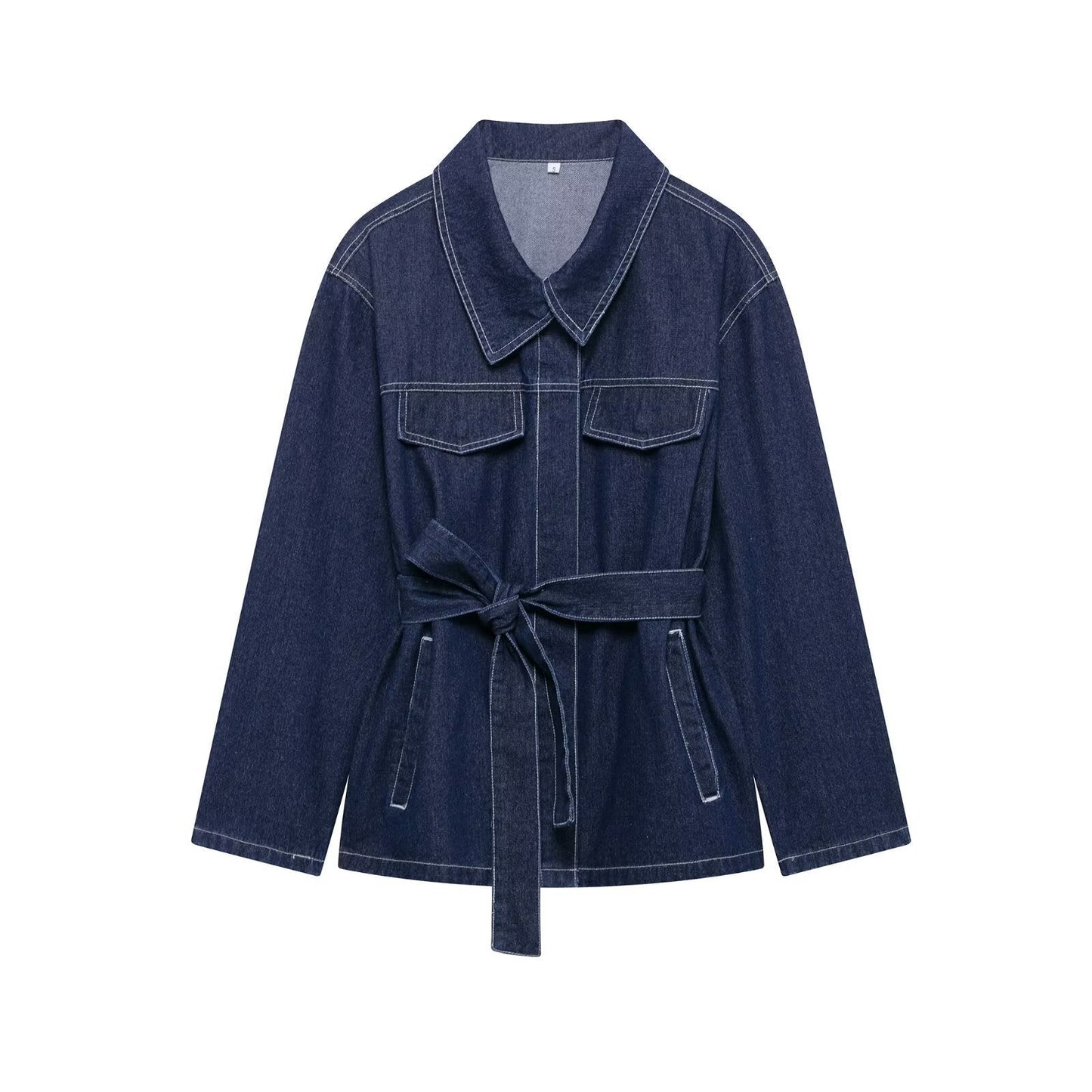 Women's Popular Classy Belt Lapel Denim Suits
