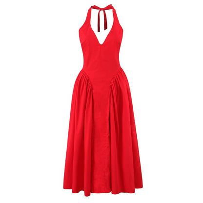 Halter Long Dress Summer Sexy Backless Deep Dresses
