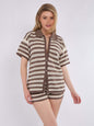 Solid Color Sexy Knitted Beach Bikini Swimsuit Blouse Sun Proof Set Women