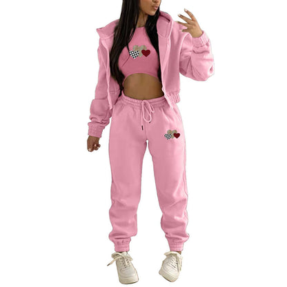 Women's Hoody Letter Printed Hooded Sports Casual Suits