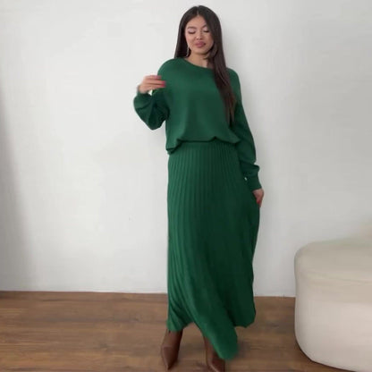 Solid Color High Waist Pleated Dress Dresses