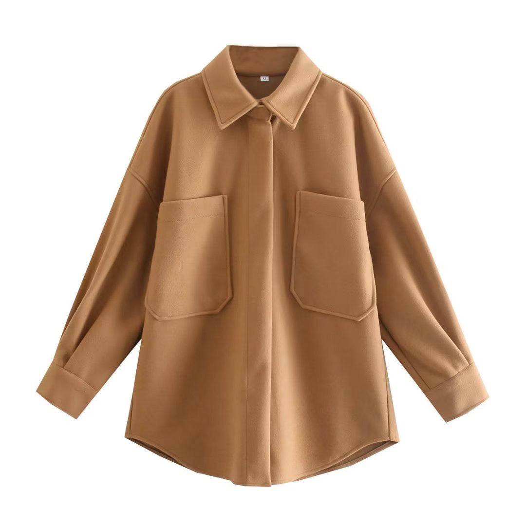 Gothic Autumn Woolen Shirt Dark Green Coats