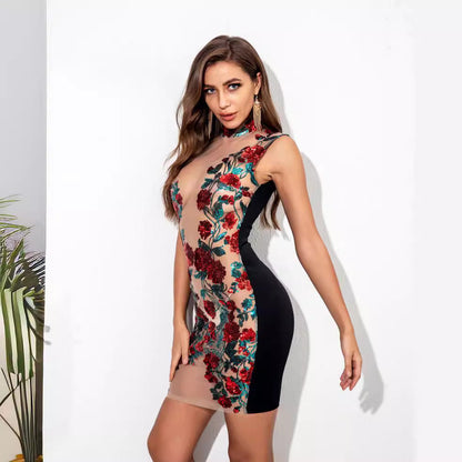 Women's Sexy Mesh Sequins Dress Nightclub Dresses