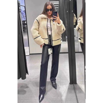 Women's Fur Integrated Lamb Effect For Jackets