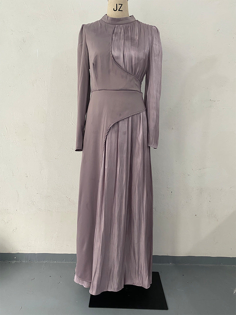 Neck Multicolor Long Sleeve Slim Fit Dresses