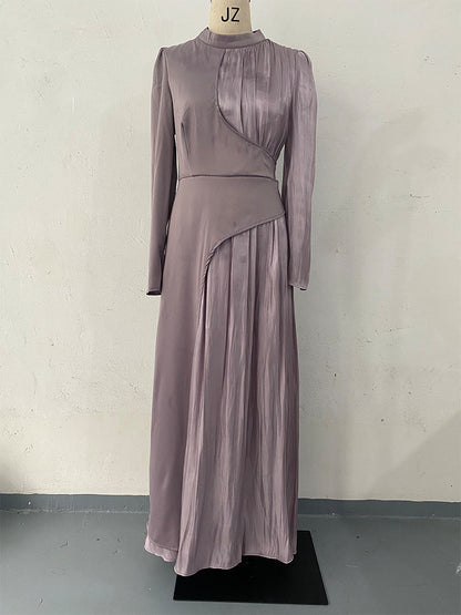 Neck Multicolor Long Sleeve Slim Fit Dresses