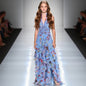 Women's Summer Sleeveless Halter Floral Sexy Flounced Dresses