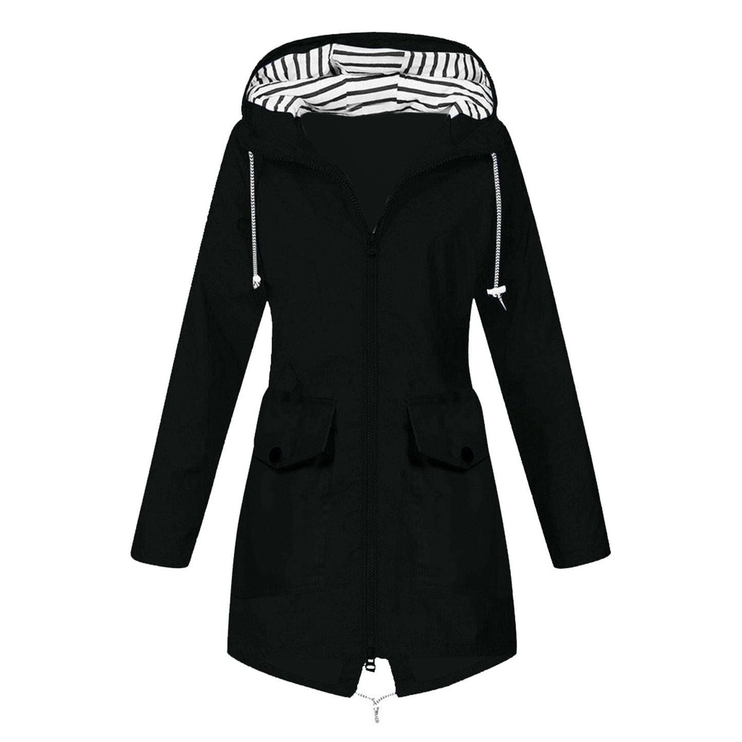 Women's Shell Windproof Outdoor Striped Hooded Mountaineering Coats