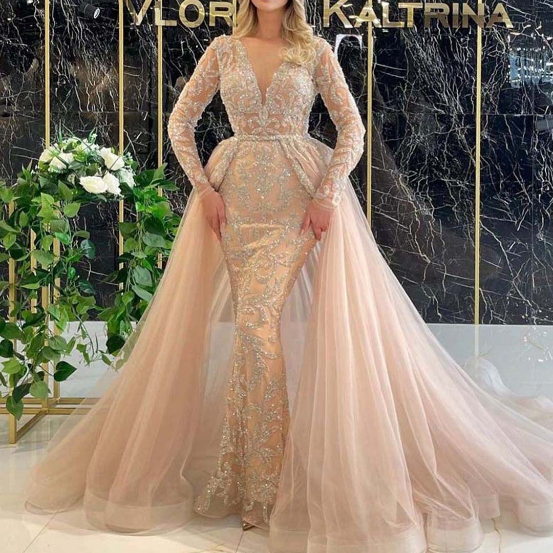Women's Dress Temperament Trailing French Simplicity Sprinkling Gold Palace Wedding Dresses