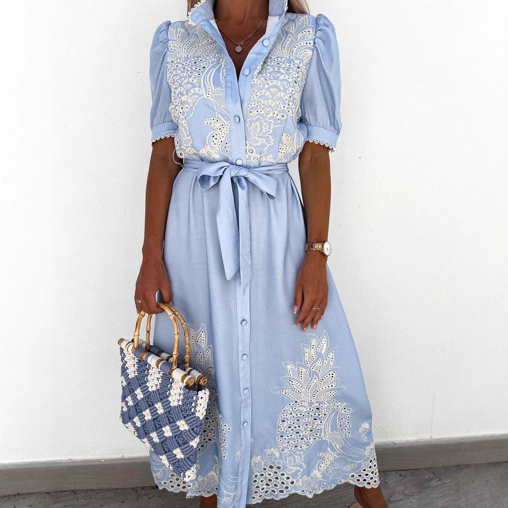 Women's Casual Summer Short-sleeved Waist Dress Dresses