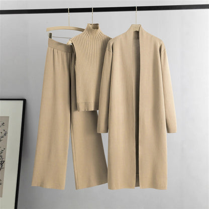 Lazy Temperament Knitting Sleeveless Three-piece Set Suits