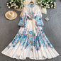 Women's Lantern Long Sleeve Single-breasted Printed Dress Dresses