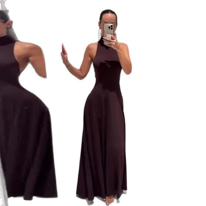 Women's Sleeveless Elegant Fashion Solid Color Long Dresses